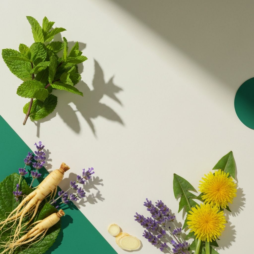 Natural ingredients and herbs representing male wellness concepts